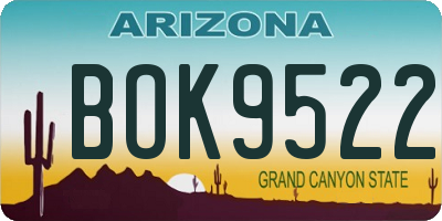 AZ license plate BOK9522