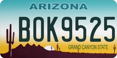AZ license plate BOK9525