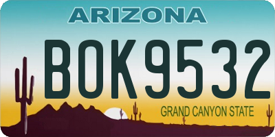 AZ license plate BOK9532