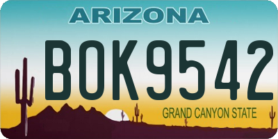 AZ license plate BOK9542