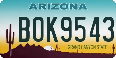 AZ license plate BOK9543