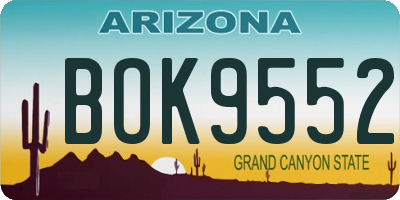 AZ license plate BOK9552