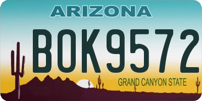 AZ license plate BOK9572