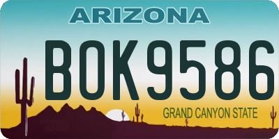 AZ license plate BOK9586
