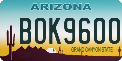 AZ license plate BOK9600