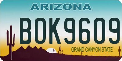 AZ license plate BOK9609