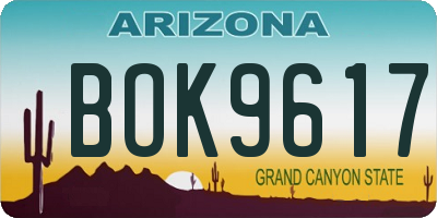 AZ license plate BOK9617