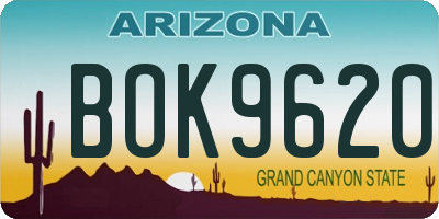 AZ license plate BOK9620