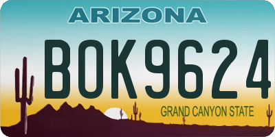 AZ license plate BOK9624
