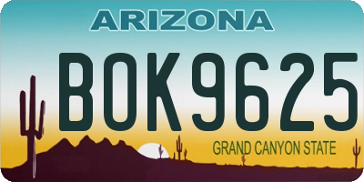 AZ license plate BOK9625