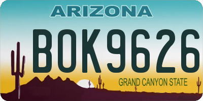 AZ license plate BOK9626