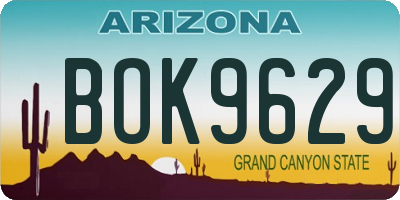 AZ license plate BOK9629