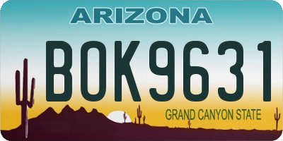 AZ license plate BOK9631