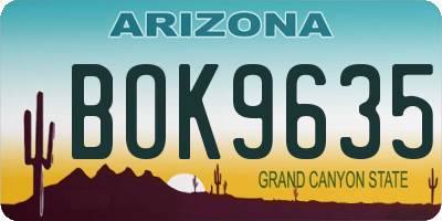 AZ license plate BOK9635