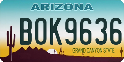 AZ license plate BOK9636
