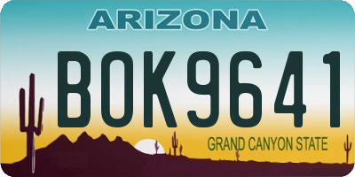 AZ license plate BOK9641
