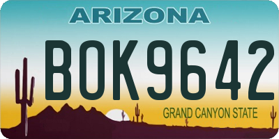 AZ license plate BOK9642