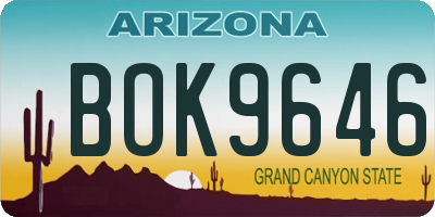 AZ license plate BOK9646