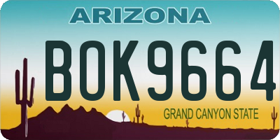 AZ license plate BOK9664