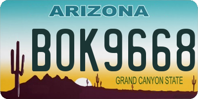 AZ license plate BOK9668