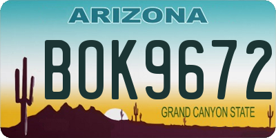 AZ license plate BOK9672
