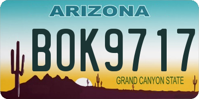 AZ license plate BOK9717