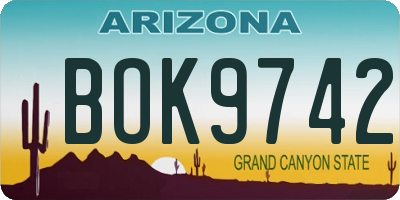 AZ license plate BOK9742