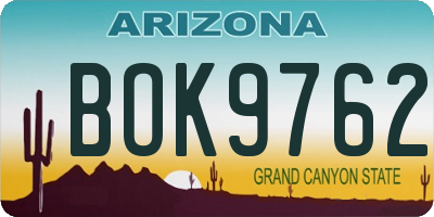 AZ license plate BOK9762