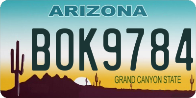 AZ license plate BOK9784