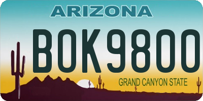 AZ license plate BOK9800