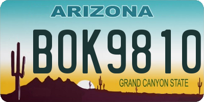 AZ license plate BOK9810
