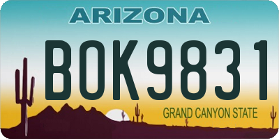 AZ license plate BOK9831