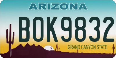 AZ license plate BOK9832