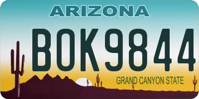 AZ license plate BOK9844