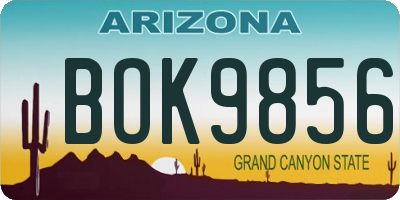 AZ license plate BOK9856