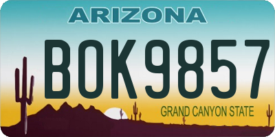 AZ license plate BOK9857