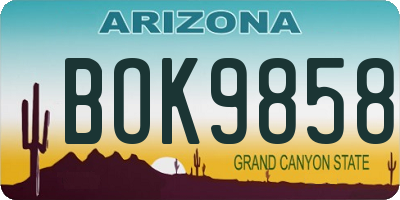 AZ license plate BOK9858