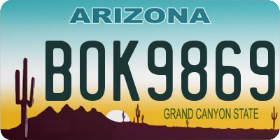 AZ license plate BOK9869