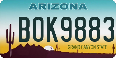 AZ license plate BOK9883