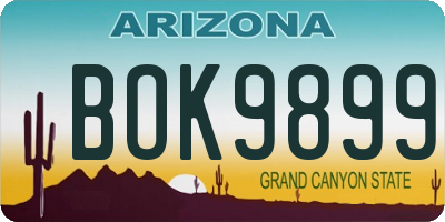 AZ license plate BOK9899