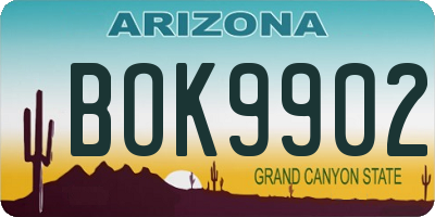 AZ license plate BOK9902
