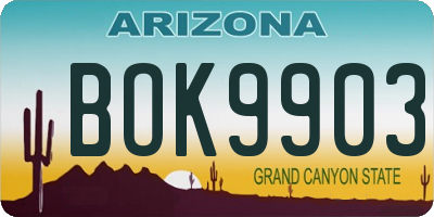 AZ license plate BOK9903