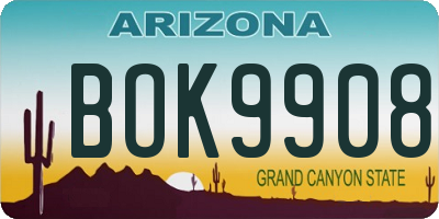 AZ license plate BOK9908