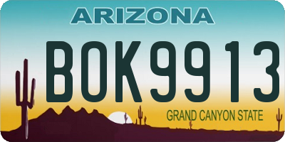AZ license plate BOK9913