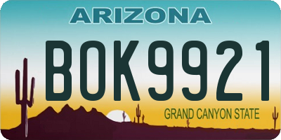 AZ license plate BOK9921
