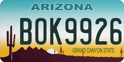 AZ license plate BOK9926