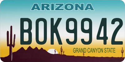 AZ license plate BOK9942