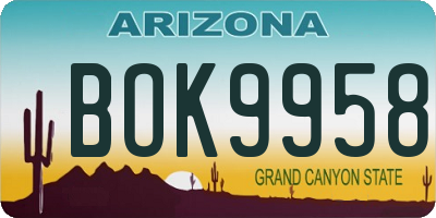 AZ license plate BOK9958
