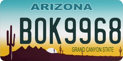 AZ license plate BOK9968