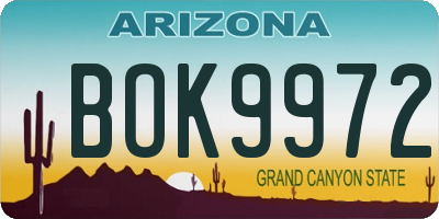 AZ license plate BOK9972